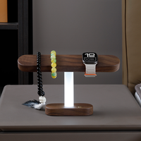 Nouvelle Lampe de Chevet LED Créative Tactile Rechargeable à Trois Couleurs pour Chambre, Multifonctionnelle, avec Horloge et Support en Bois