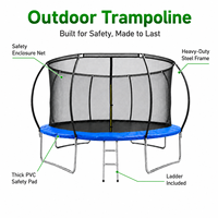 Trampoline d'extérieur personnalisé avec logo, 8-15 pieds, avec filet de sécurité, capacité de charge de 550 kg, grand trampoline rond de jardin