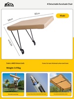 Chaise pliante d'extérieur avec auvent, chaise lune à dossier haut, portable, pour la pêche, le camping, la plage, en tissu Oxford, mobilier d'extérieur