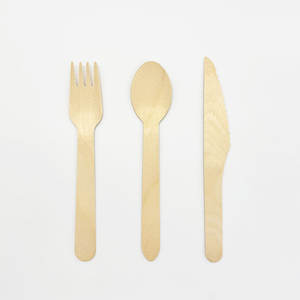 Juego de cubiertos desechables de madera personalizado de 160mm ecológico moderno Kit elegante biodegradable para fiestas infantiles - Product Image 6