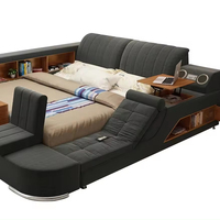 Lits en cuir de massage intelligents, style moderne minimaliste, tatami, lit double, lit de mariage, chambre principale, lit multifonction, grand lit, meubles sur mesure