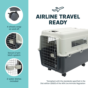Cage de transport pour animaux de compagnie multifonctionnelle, respirante, anti-rayures, en plastique rigide, avec roulettes mobiles - Product Image 4