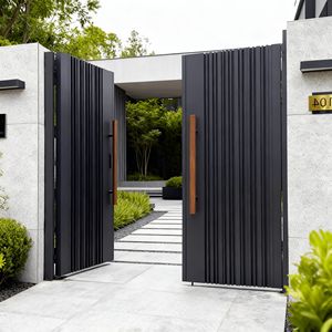 Portes extérieures modernes à double <span class=keywords><strong>battant</strong></span>, portes d'entrée, alliage d'<span class=keywords><strong>aluminium</strong></span>, <span class=keywords><strong>portail</strong></span> manuel à <span class=keywords><strong>battant</strong></span> pour maisons - Product Image 4