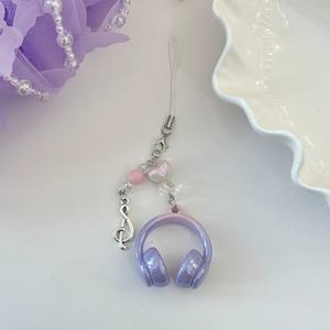 Llavero de coche para chicas a la moda, pequeño dije de notación musical, bonito llavero de acrílico con auriculares para mujeres, hombres, regalo para fanáticos de la música - Product Image 6