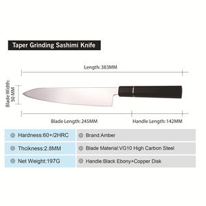 Couteau <span class=keywords><strong>de</strong></span> chef <span class=keywords><strong>de</strong></span> 9 pouces avec manche en bois d'ébène VG10, couteau <span class=keywords><strong>de</strong></span> cuisine japonais en acier inoxydable pour bœuf - Product Image 5