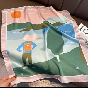 ผ้าเช็ดหน้าสี่เหลี่ยมขนาด53*53ซม. สำหรับผู้หญิงผ้าพันคอผ้าไหมขนาดเล็กสำหรับฤดูร้อน - Product Image 6