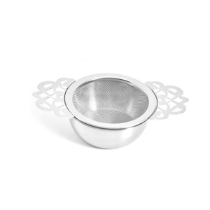 304 Stainless Steel Double Handle <strong>Tea</strong> Strainer Metal <strong>Tea</strong> <strong>Sieve</strong> Floral Design - Product Image 2