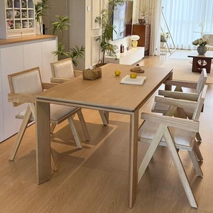 Mesa de Comedor Rectangular de Madera Maciza de 160 cm, Estilo Moderno para Casas Pequeñas, con Juego de Sillas - Product Image 1