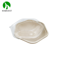 Bol hexagonal jetable en bagasse pour salade à emporter, zéro déchet, résistant à la chaleur et au micro-ondes, 750ml/1000ml, à base de plantes, sans gluten