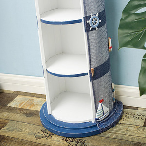 Armoire de présentation en bois massif de style méditerranéen, 29x100x20cm, étagère de rangement pour la décoration de la maison - Product Image 3