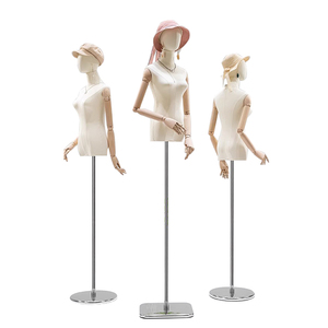 Mannequin <span class=keywords><strong>Buste</strong></span> <span class=keywords><strong>Femme</strong></span> Adulte Grande Taille sur Pied, Tête Porte-Perruque <span class=keywords><strong>avec</strong></span> <span class=keywords><strong>Buste</strong></span> Couleur Bois pour Vitrine - Product Image 3