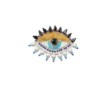 Série de patchs brodés faits main avec perles et sequins, motif œil porte-bonheur, appliques en cristal et perles pour chaussures, chapeaux, sacs, vêtements et accessoires