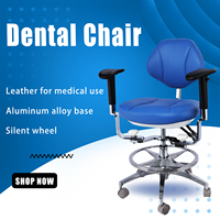 Chaise d'assistant dentaire moderne en acier inoxydable, robuste, durable, réglable, couleur orange, avec roulettes, ergonomique, pour hôpital