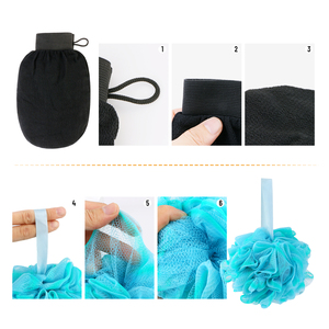 Kit de bolas de <span class=keywords><strong>baño</strong></span> para eliminar la piel muerta, limpiador de viscosa de poros profundos, guantes exfoliantes de rayón para el cuerpo, juego de esponja de <span class=keywords><strong>baño</strong></span> de lufa - Product Image 3