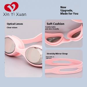 Lunettes de natation de qualité anti-buée, protection UV, étanches, pour garçons et filles, vente en gros, bande élastique en silicone colorée, design portable - Product Image 3