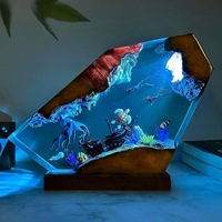 Veilleuse en résine en forme de pieuvre et tortue, couple de plongeurs explorant le monde sous-marin, décoration unique, style américain, fabriqué en Chine
