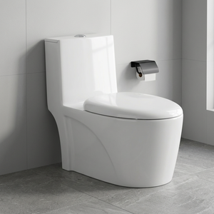 WC monobloc en céramique blanche avec réservoir encastré, double chasse, siphon en S, sanitaires modernes pour salle de bain extérieure - Product Image 6