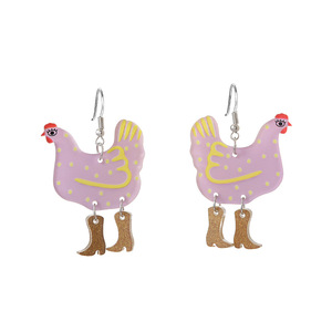 Fully Managed New Eco-friendly Acrylic <b>Earrings</b> - European and American Cartoon Colored Hen Shaped <b>Earrings</b> for Wholesale - Product Image 5