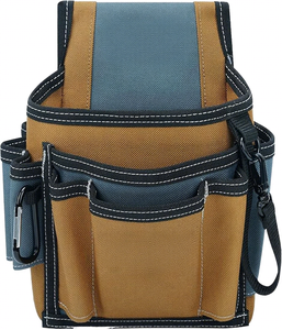 Bolsa de Herramientas Pequeña para Electricista, para Cinturón de Herramientas, Cierre de Hebilla Marrón, Personalizable OEM/ODM, 10-14 Bolsillos, Organizador de Herramientas de Construcción - Product Image 1