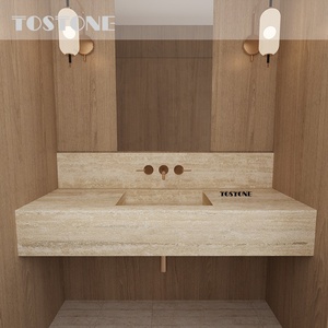 Tostone Vente en gros de comptoirs de lavabo en travertin <span class=keywords><strong>beige</strong></span> naturel pour projets de décoration intérieure de salles de bain d'appartements - Product Image 2