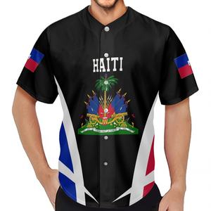 Camiseta de béisbol de alta calidad personalizada de bajo precio, uniforme de béisbol con bandera de Haití para equipo, uniforme escolar de Softbol - Product Image 5