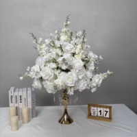 Boule de fleurs artificielle réaliste en soie 5D, blanche, 50 cm, pour centre de table, mariage, Saint-Valentin, faite à la main, légère