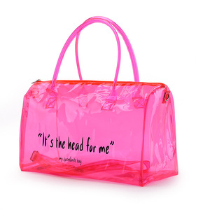 Bolso de hombro de viaje de PVC transparente de moda para mujer al por mayor, bolsa de viaje de gelatina a prueba de polvo para la noche, bolsa de lona con cierre de cremallera portátil - Product Image 4