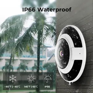 Kamera Kubah Penglihatan Malam Infra Merah Keamanan, Kamera Lensa Mata Ikan 360 Derajat Tampilan Panorama Luar Ruangan CCTV Poe Kamera IP Mata Ikan