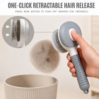 Brosse de toilettage pour animaux de compagnie, style dessin animé, auto-nettoyante, à une touche, pour enlever les poils, pour chiens et chats