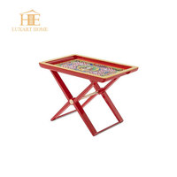 Table d'appoint simple et élégante, table pliante rouge exquise, petite table d'appoint carrée pour la maison