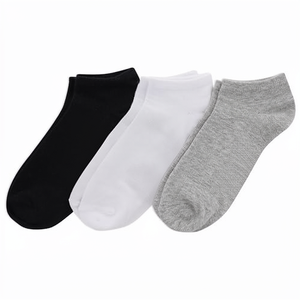 Wholesale <b>Black</b> White and Gray Casual Anti-Bacterial Polyester Spring Breathable Ankle Boat <b>Socks</b> Men - Product Image 1