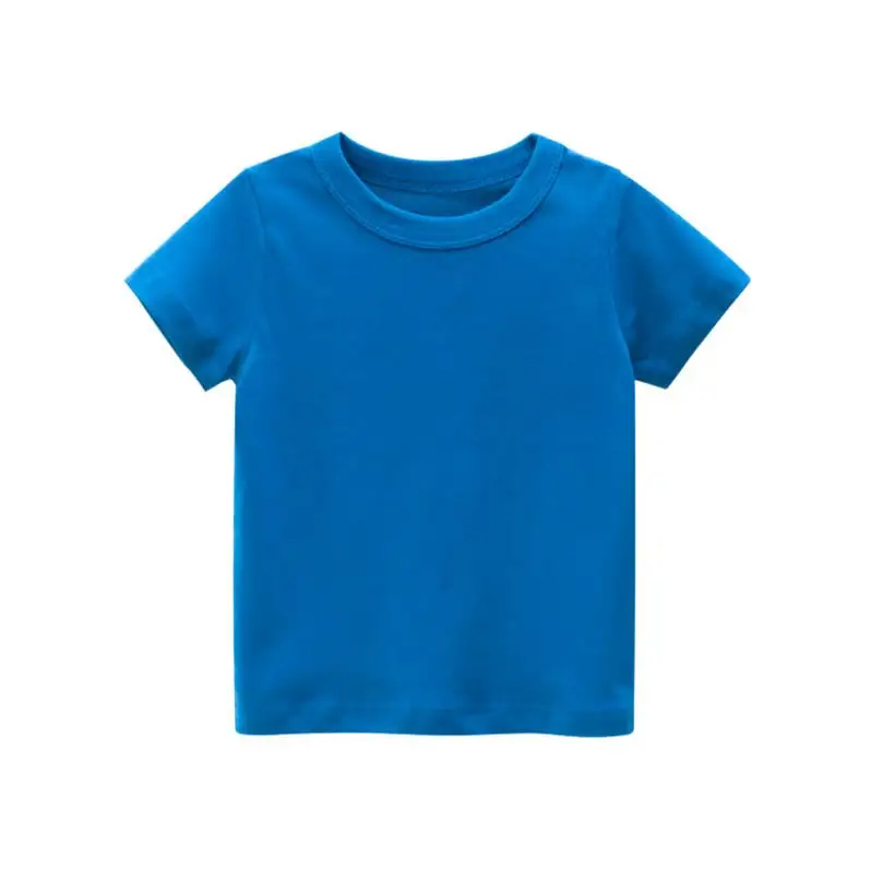 Giá Rẻ Tùy Chỉnh Trẻ Em Chàng Trai Mùa Hè Đồng Bằng Áo Sơ Mi In Trống Màu Tinh Khiết Cotton Thể Thao Giản Dị T-Shirts