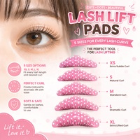 BLACKWINGS Coussinets auto-adhésifs en silicone à motif de points pour rehaussement de cils, 5 paires, 5 tailles, 7 couleurs, réutilisables, protections pour permanente, tiges à kératine