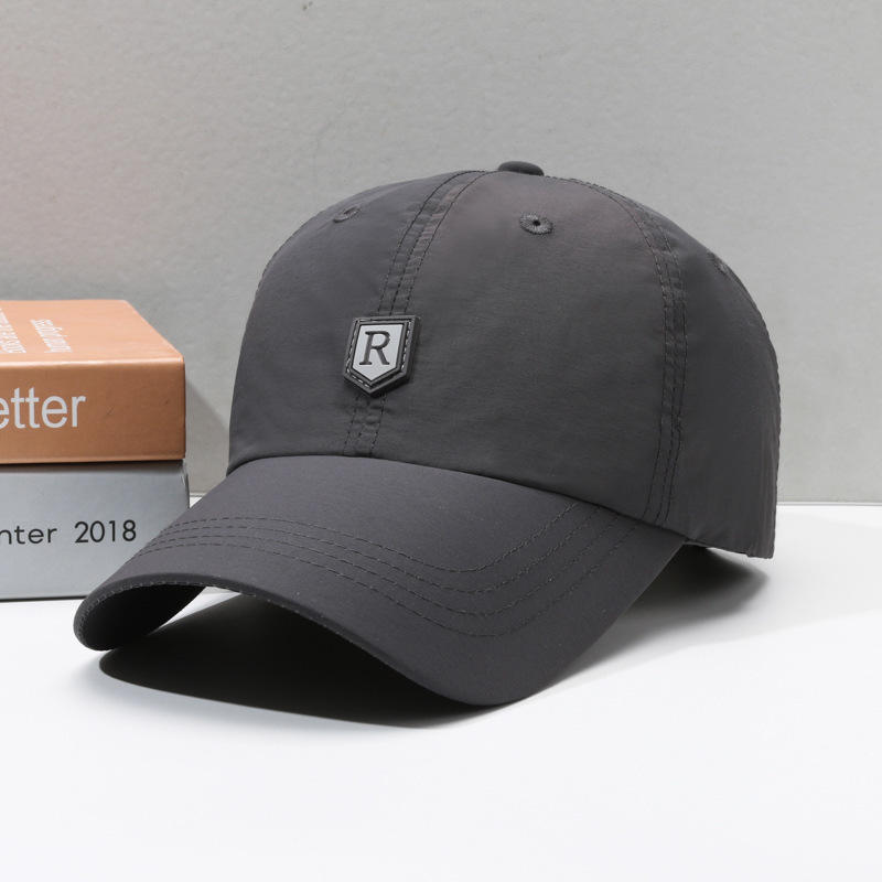 Dark grey leather label r