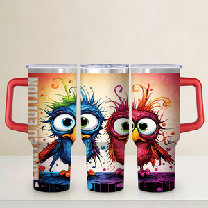 Vaso Térmico de 30oz con Asa, Diseño de Pájaro Colorido, Envío Gratis desde EE. UU., Regalo Divertido de Acero Inoxidable con Forma de Pájaro - Product Image 1