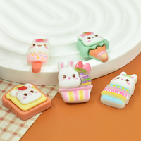 Mignon lapin gâteau toast résine flatback cabochon pour bricolage scrapbooking cheveux arcs tasse autocollant coque de téléphone décoration
