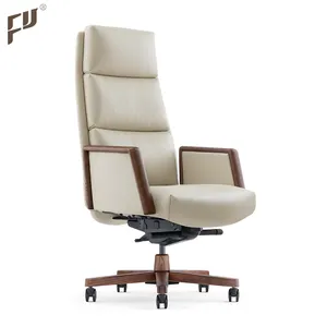 China Foshan Office Furniture Modern Style Executive Chairs Itallian Leather Wood Office Chair For Office Building