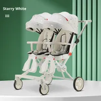 Poussette double pour jumeaux, légère, pliable, 4 roues, double siège, 0-3 ans, cadre en acier inoxydable, siège rotatif, fonction assis/allongé