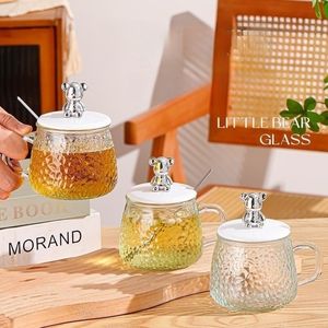 Mug à café en verre de style moderne pour la maison et le bureau, avec couvercle et cuillère, pour tasses à thé et soucoupes - Product Image 2