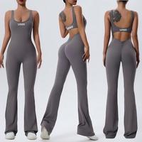 Combinaison de yoga évasée sans bretelles taille haute pour femme avec effet push-up fessier extensible dans quatre directions pour la danse et le fitness