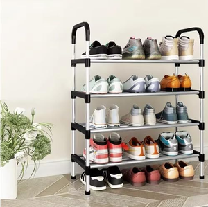4 Tier Galvanized Steel Rust Proof <b>Shoe</b> <b>Rack</b> Assembly Freestanding <b>Shoe</b> Shelf Entryway <b>Shoe</b> Organizer for Small Spaces - Product Image 5