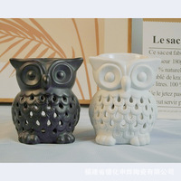 Vente en gros de brûleurs à cire fondue chauffe-lampes à bougies brûleur à huile essentielle en céramique en forme de hibou nordique