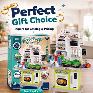 Ensemble de 53 pièces de jouets de cuisine pour enfants en gros, avec évier à eau réelle, cuisinière électronique avec lumière et son, ensemble cadeau Montessori STEM en ABS - Product Image 6