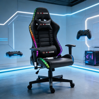 Chaise de jeu ergonomique moderne JR Racing avec lumières LED RGB et cuir synthétique pour les joueurs