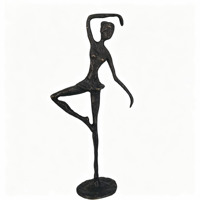 Escultura de Bailarina de Ballet Abstracta de Hierro Fundido, Adorno de Metal con Figura de Chica Bailando, Decoración para el Hogar, Regalo Artesanal