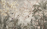 Papier peint mural vintage à fleurs et oiseaux, motif rétro tropical botanique, branches florales, pour salon, chambre, décoration murale de la maison