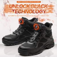 Bottes de travail à boucle rotative pour hommes, chaussures de sécurité à bout en acier, chaussures de sécurité respirantes, chaussures indestructibles, résistantes aux perforations