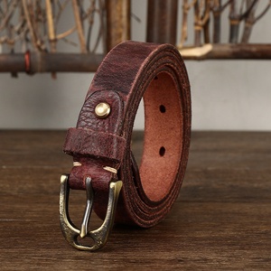 Ceintures de luxe en <span class=keywords><strong>cuir</strong></span> véritable grain fissuré vintage avec logo personnalisé en gros d'usine pour femmes avec boucle ardillon en laiton massif - Product Image 4