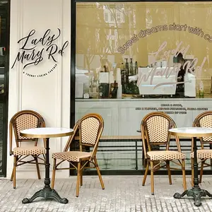 Mobili da giardino in stile francese sedia in Rattan Paris Cafe parrocis bistrot sedia in Rattan e tavolo in legno