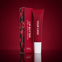 Baume à lèvres végétalien au peptide, marque privée, en tube souple, saveur fruitée, hydratant, teinté, huile à lèvres scintillante, brillant à lèvres